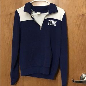 PINK half zip navy blue sweater
